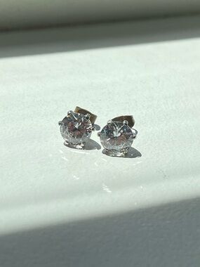 Classic Round Clear Stud Earrings